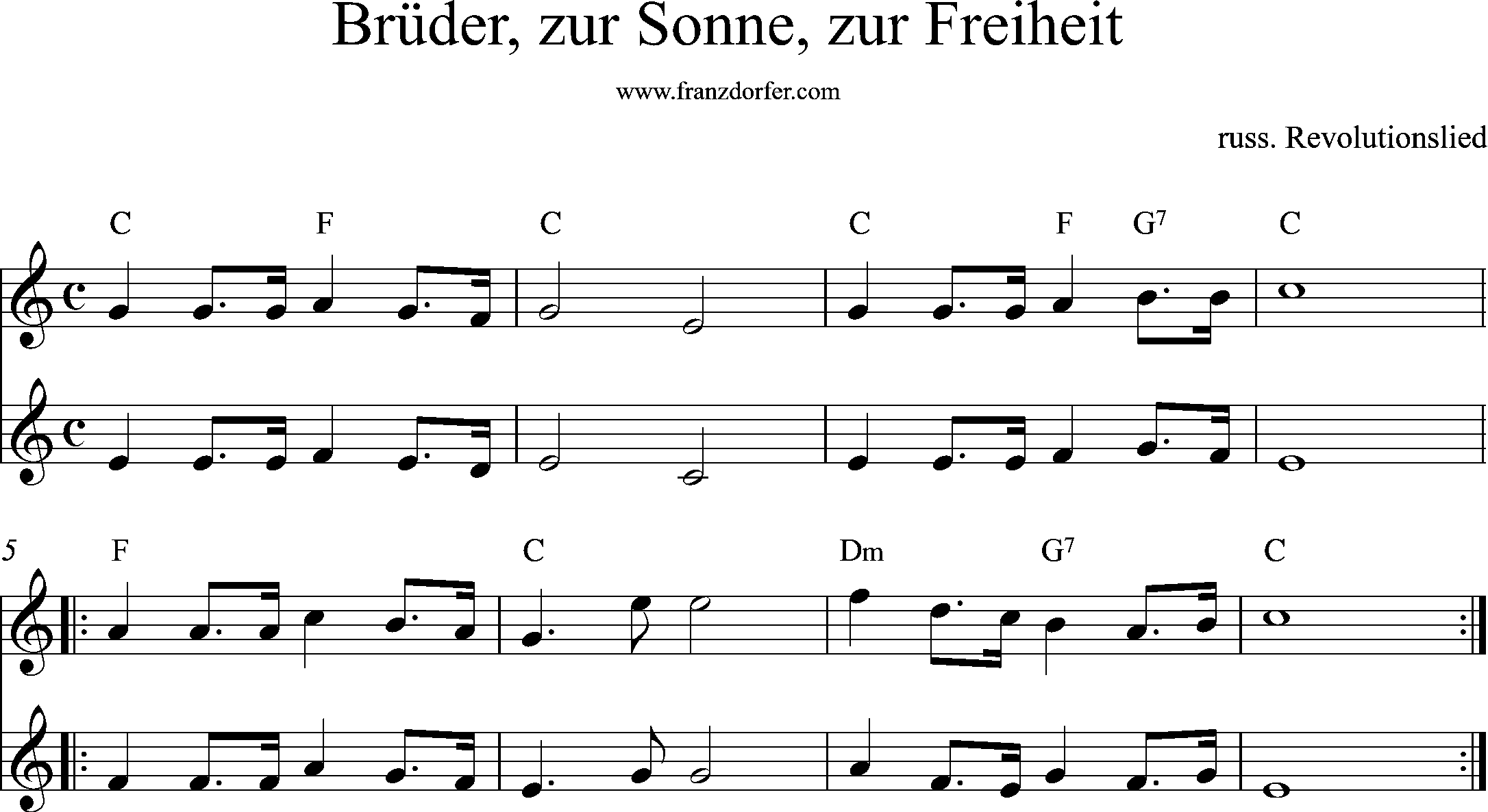 Noten, sheet music, Brüder zur Sonne